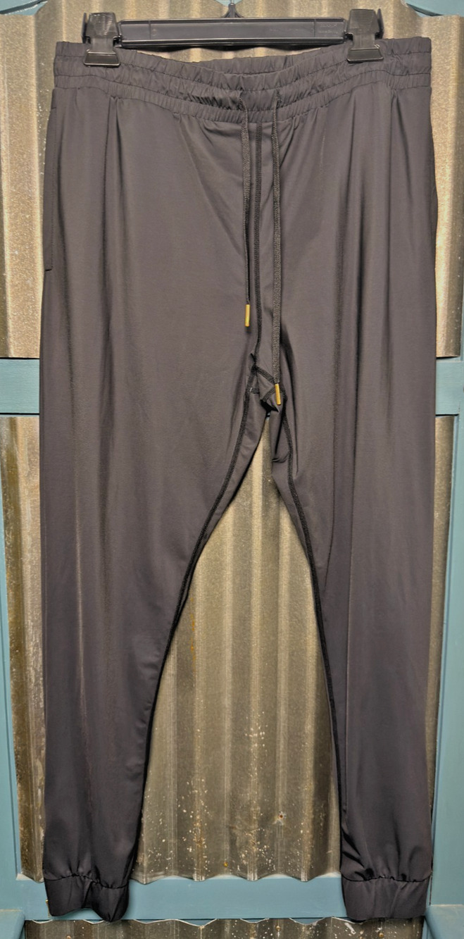 Zyia Peak Womens Large Joggers Black Zipper Drawstring Elastic Waist Activewear